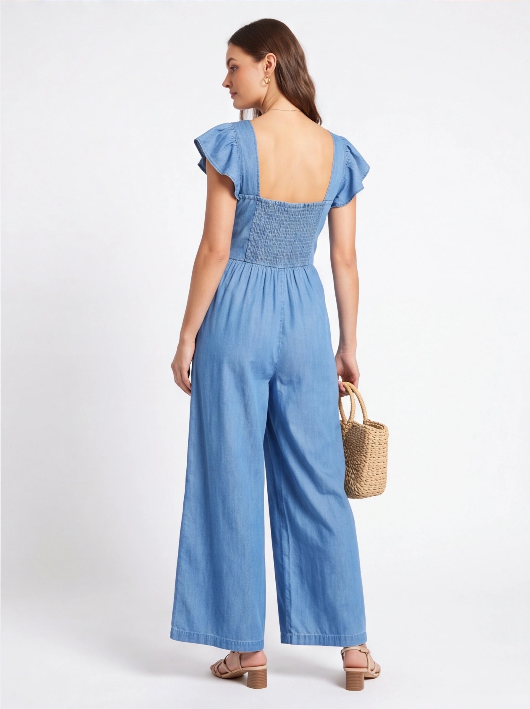 Chic Casual Wide-Leg Jumpsuit with Adjustable Straps & Pockets by Jamota One-Pieces Jumpsuits