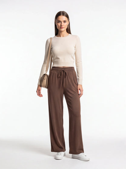 Comfortable Relaxed Wide Leg Pants with Soft Fabric and Elastic Waist