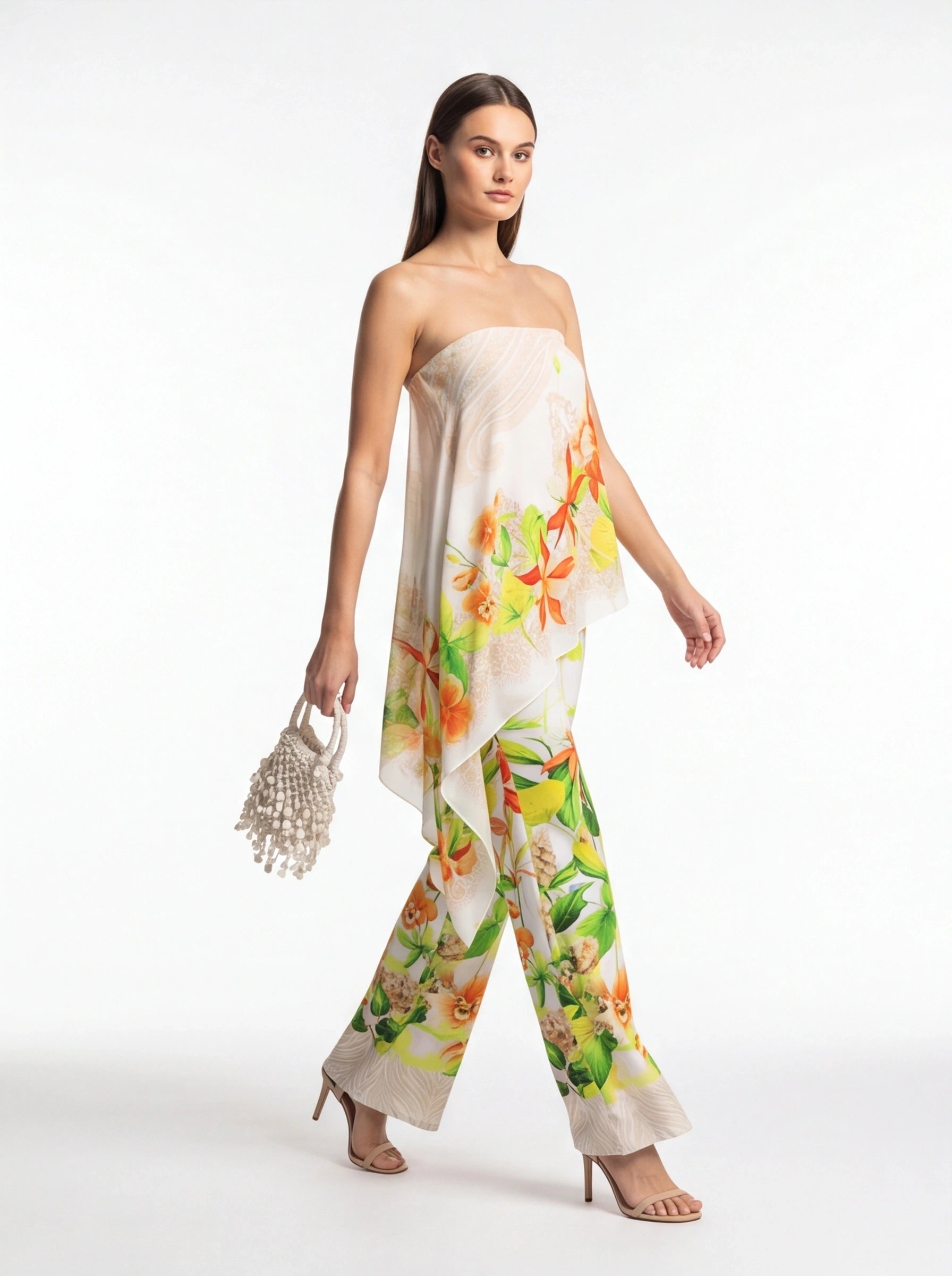 Elegant Tropical Floral Jumpsuit for Women - Lightweight & Comfortable by Jamota One-Pieces Jumpsuits