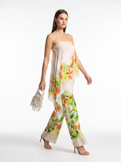 Elegant Tropical Floral Jumpsuit for Women - Lightweight & Comfortable by Jamota One-Pieces Jumpsuits