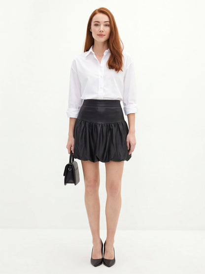 Black Mini Skirt Bubble Silhouette - Jamota