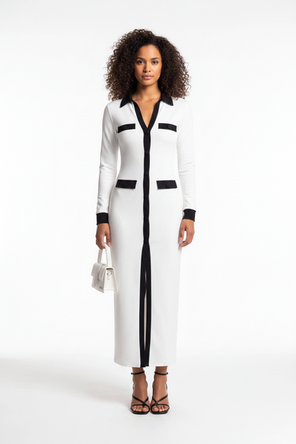 Stylish Slim-Fit Maxi Dress with Pockets & Wrinkle-Resistant Fabric by Jamota Dresses Women's Dresses