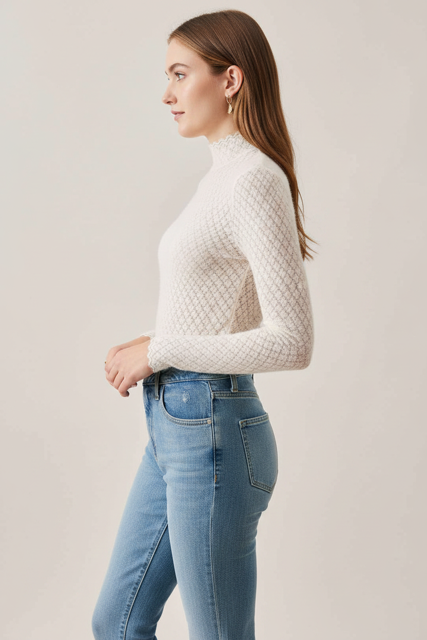 Chic Sheer Lace Blouse for Women with Elegant Detailing & Comfort Fit by Jamota Clothing Tops Women's Tops