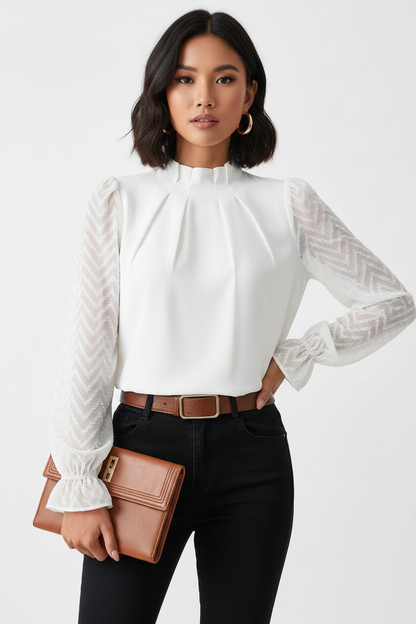 Elegant Long Sleeve Blouse with Soft Fabric and Flattering Fit by Jamota Blouses Women’s Blouses