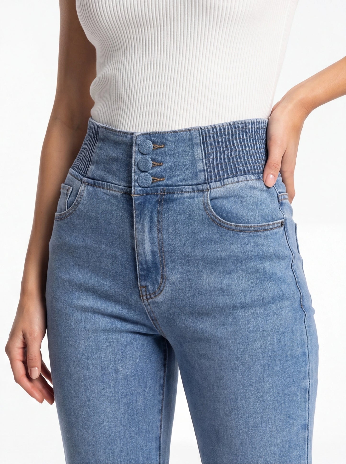 Stylish High-Waist Wide Leg Jeans with Comfortable Stretch Fabric