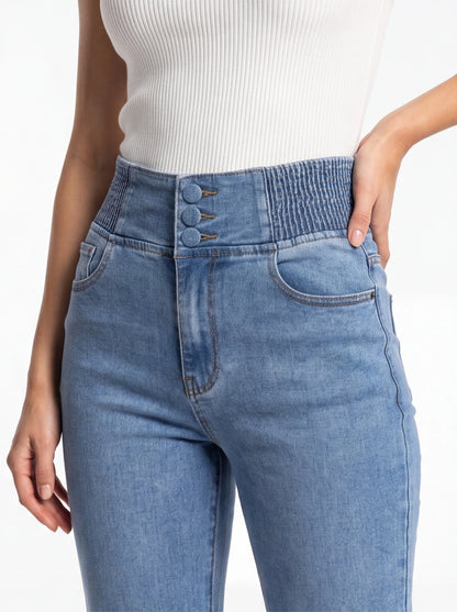 Stylish High-Waist Wide Leg Jeans with Comfortable Stretch Fabric