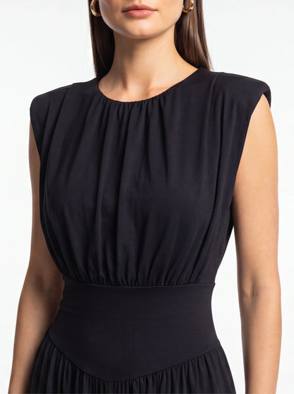 Elegant Casual Ruched Jumpsuit with Adjustable Straps & Pockets by Jamota One-Pieces Women's Jumpsuits