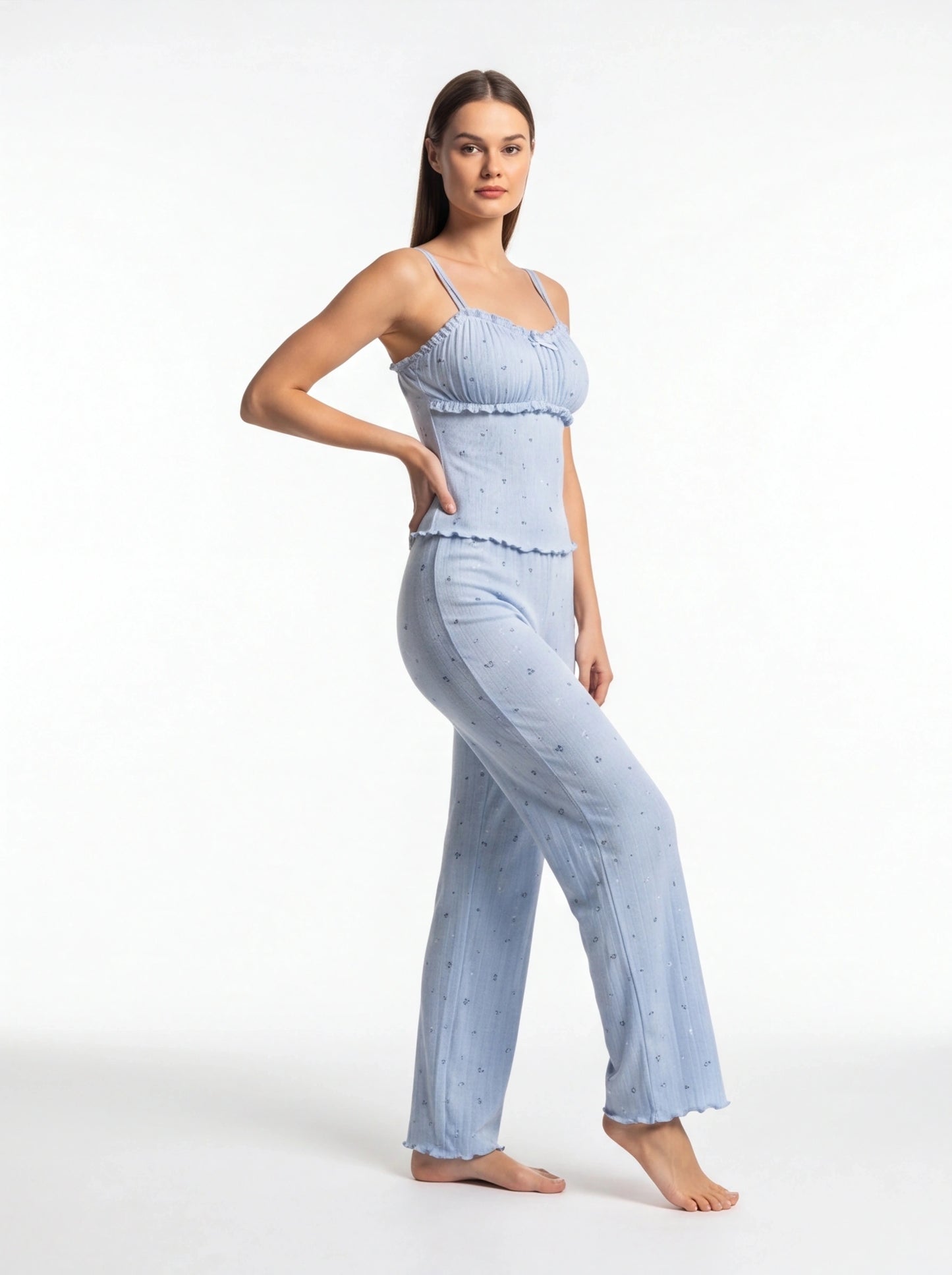 Floral Print Pajama Set | Soft Knit Cami & Straight Leg Pants by Jamota Pajamas Women's Pajama Sets