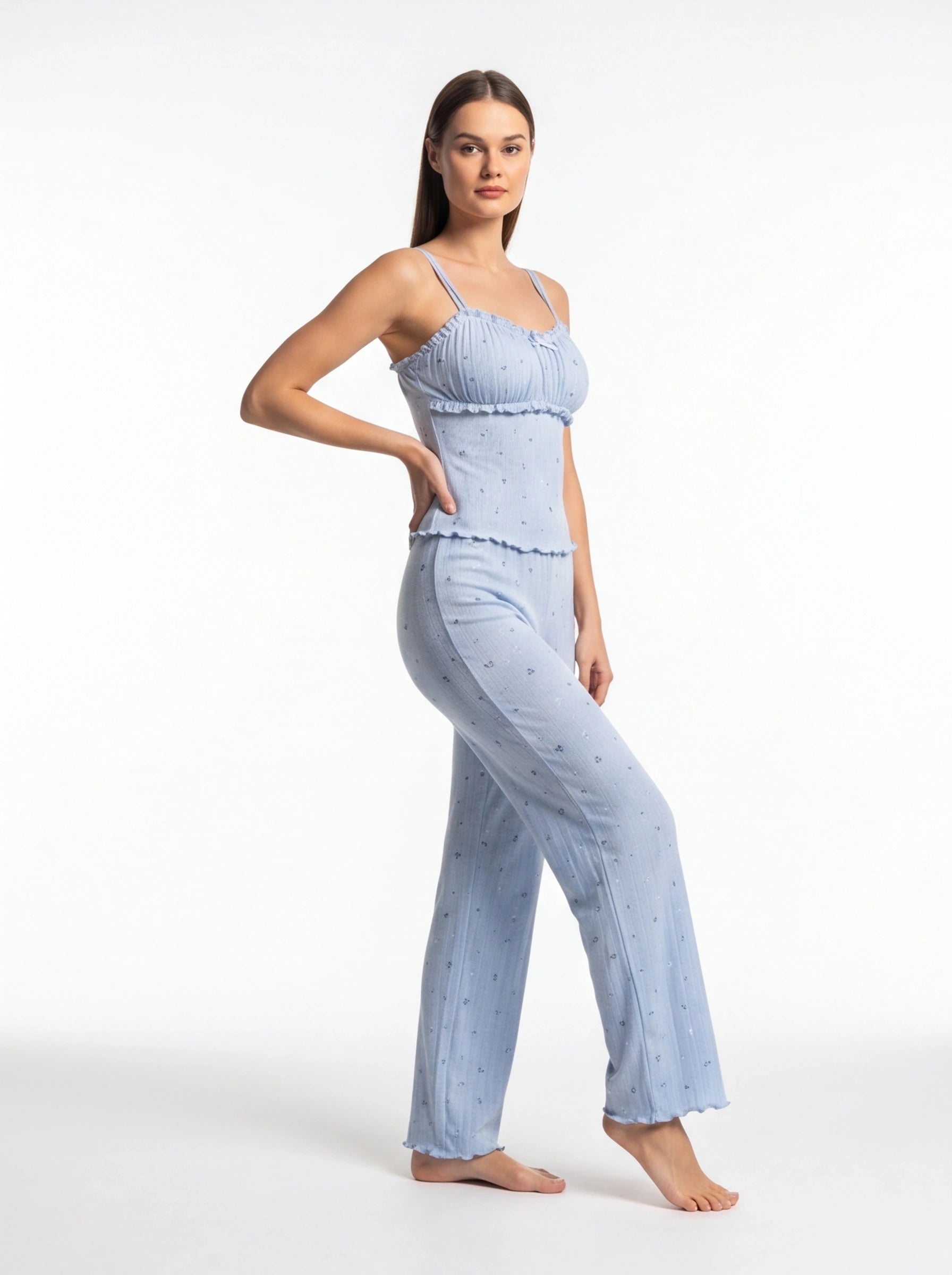 Floral Print Pajama Set | Soft Knit Cami & Straight Leg Pants by Jamota Pajamas Women's Pajama Sets