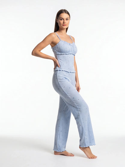 Floral Print Pajama Set | Soft Knit Cami & Straight Leg Pants by Jamota Pajamas Women's Pajama Sets