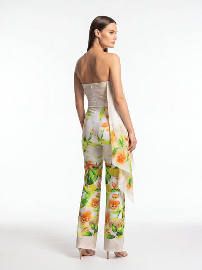 Elegant Tropical Floral Jumpsuit for Women - Lightweight & Comfortable by Jamota One-Pieces Jumpsuits
