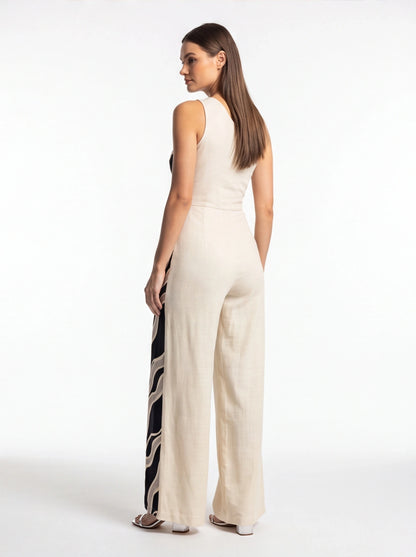 Chic Colorblock Wide-Leg Jumpsuit for Women | Elegant Design, Comforta by Jamota One-Pieces Jumpsuits