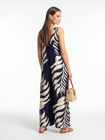 Stylish Tropical Print Jumpsuit for Women | Comfortable & Versatile by Jamota One-Pieces Jumpsuits
