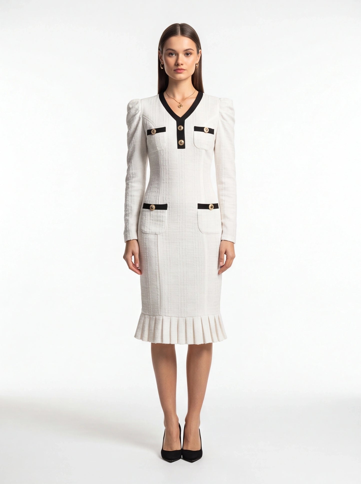 Elegant Midi Formal Dress with Pockets and Sleeveless Design