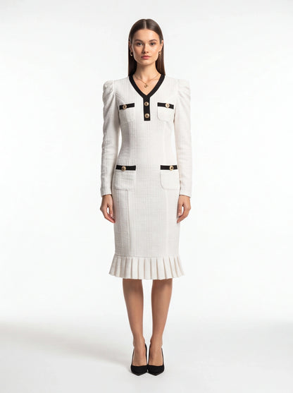 Elegant Midi Formal Dress with Pockets and Sleeveless Design