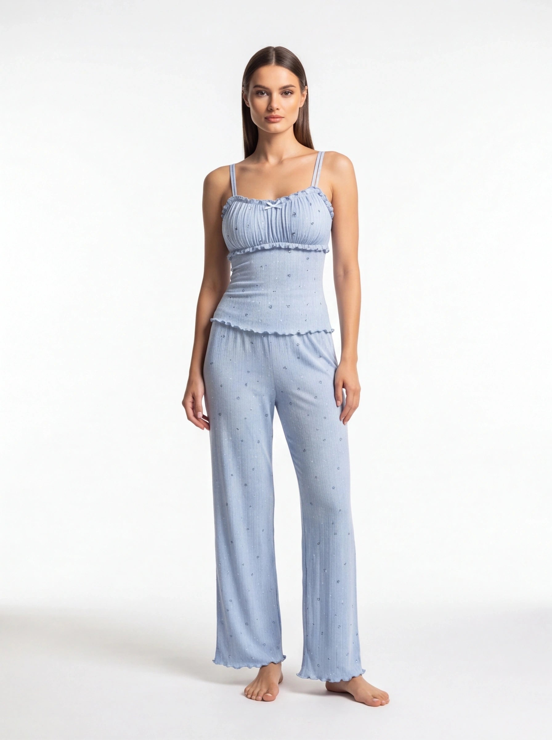 Floral Print Pajama Set | Soft Knit Cami & Straight Leg Pants by Jamota Pajamas Women's Pajama Sets