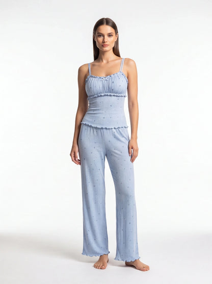 Floral Print Pajama Set | Soft Knit Cami & Straight Leg Pants by Jamota Pajamas Women's Pajama Sets