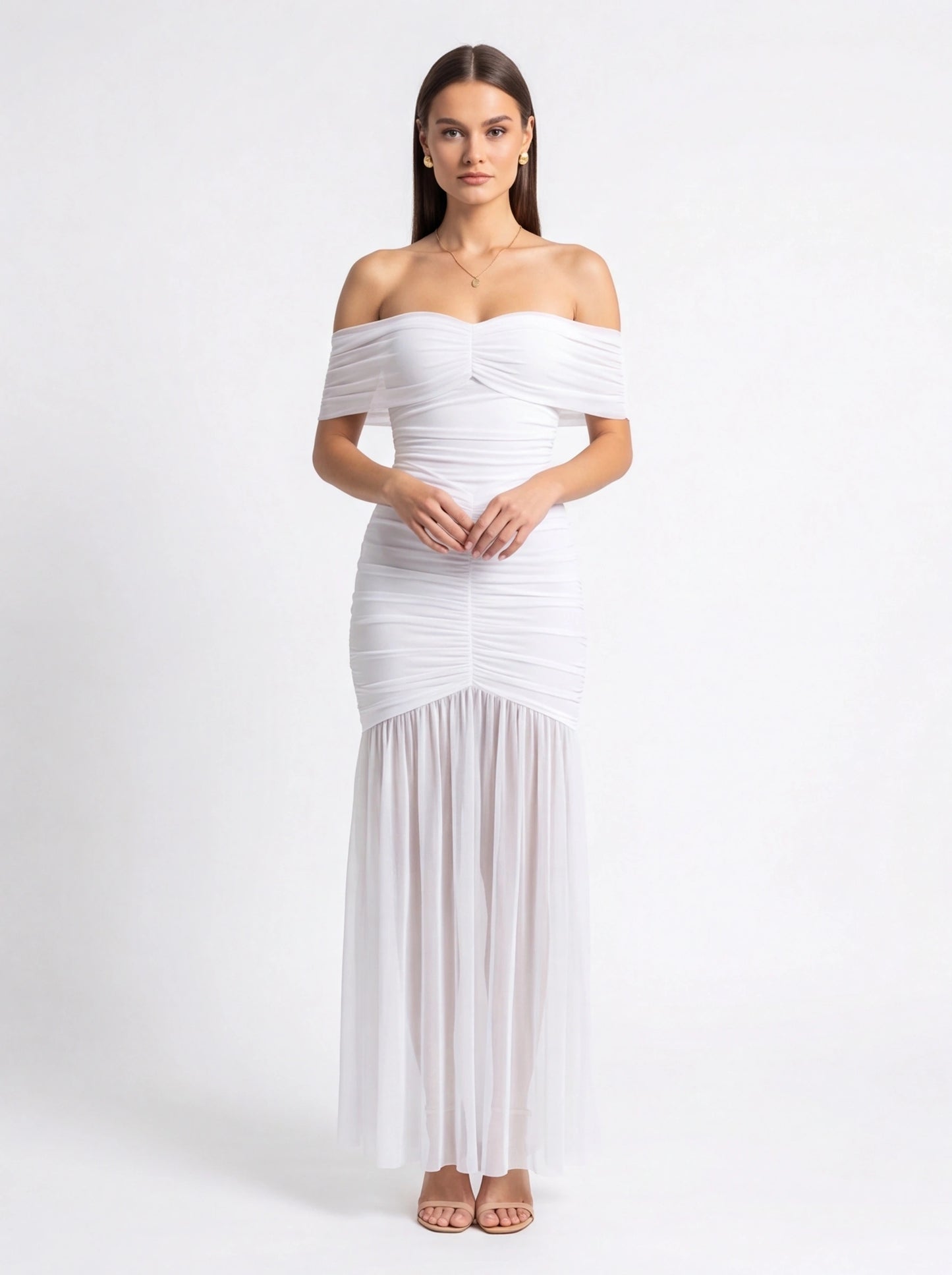 Elegant Slim Fit Evening Dress with Cap Sleeves and Knee-Length Hem by Jamota Dresses Evening Dresses