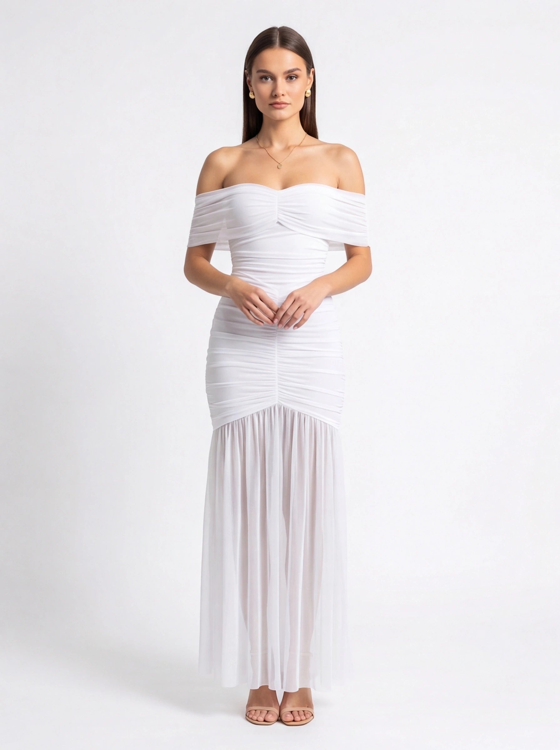 Elegant Slim Fit Evening Dress with Cap Sleeves and Knee-Length Hem by Jamota Dresses Evening Dresses