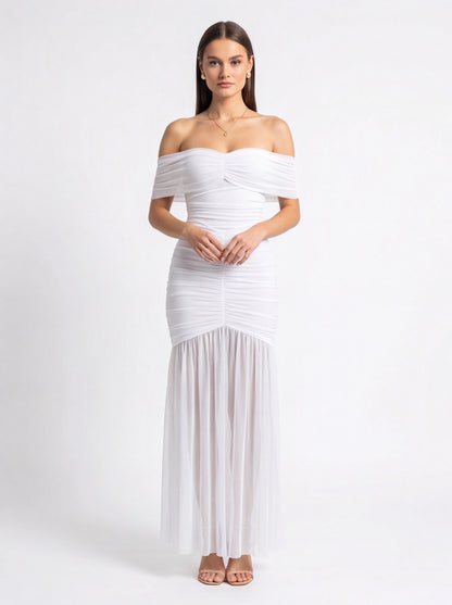 Elegant Slim Fit Evening Dress with Cap Sleeves and Knee-Length Hem by Jamota Dresses Evening Dresses