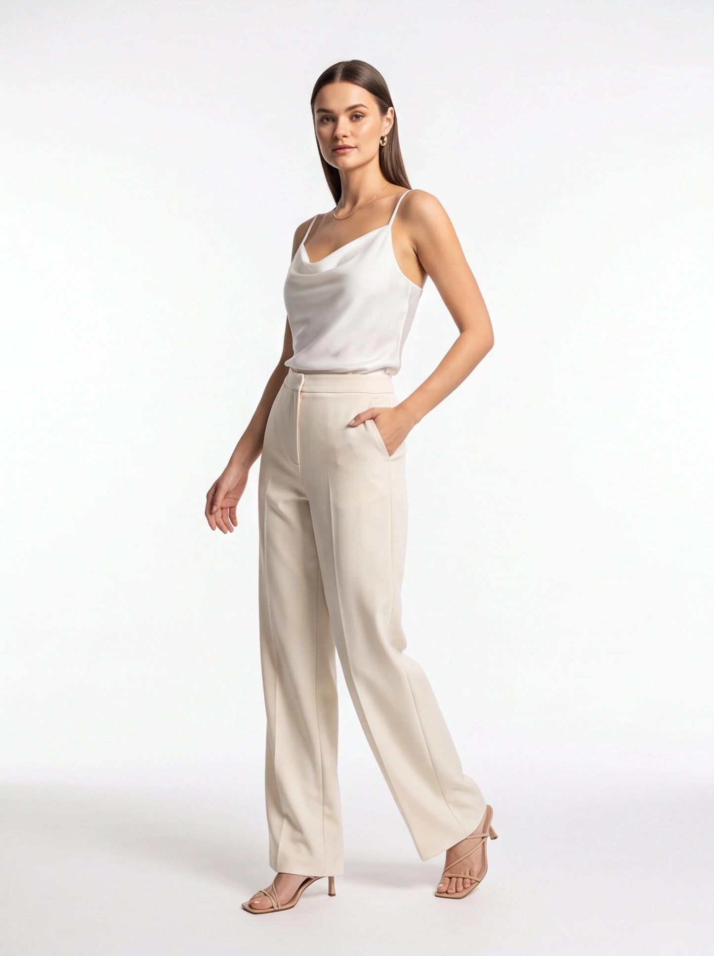 Elegant Silk Cowl Neck Camisole with Adjustable Straps & Luxurious Fin by Jamota Camisoles Camisoles