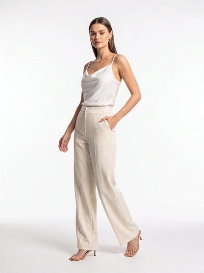 Elegant Silk Cowl Neck Camisole with Adjustable Straps & Luxurious Fin by Jamota Camisoles Camisoles