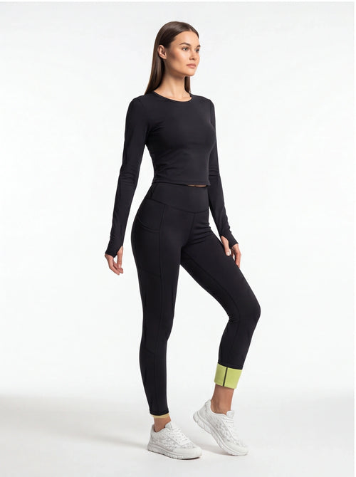 Cozy Fleece-Lined High-Waisted Leggings with Pockets for Comfort