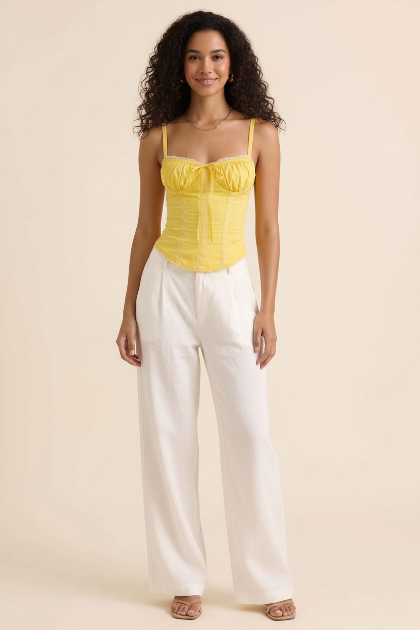 Elegant Structured Corset Cami Top with Adjustable Straps & Breathable by Jamota Tank Tops Camisoles
