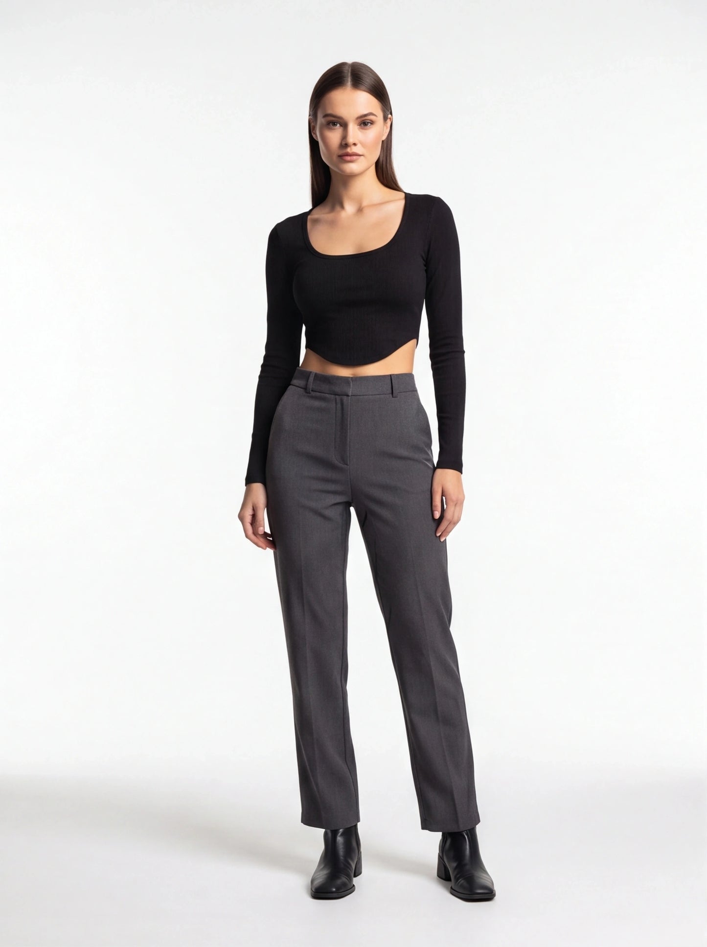 Stylish Ribbed V Neck Crop Top with Comfortable Stretch Fabric - Jamota