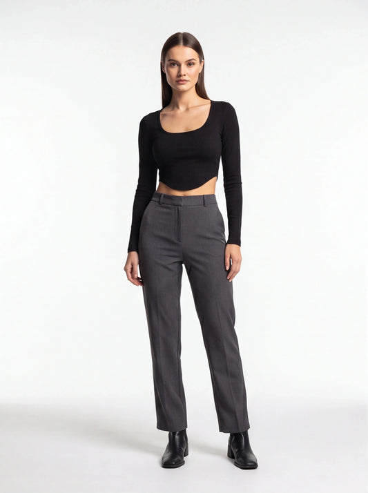 Stylish Ribbed V Neck Crop Top with Comfortable Stretch Fabric - Jamota
