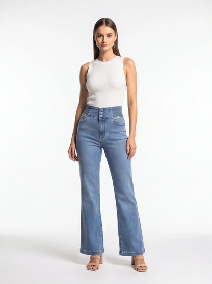 Stylish High-Waist Wide Leg Jeans with Comfortable Stretch Fabric