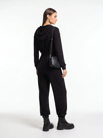 Trendy Hooded Cuffed Jumpsuit for Women | Soft Fabric & Adjustable Wai by Jamota One-Pieces Jumpsuits