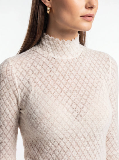 Chic Sheer Lace Blouse for Women with Elegant Detailing & Comfort Fit