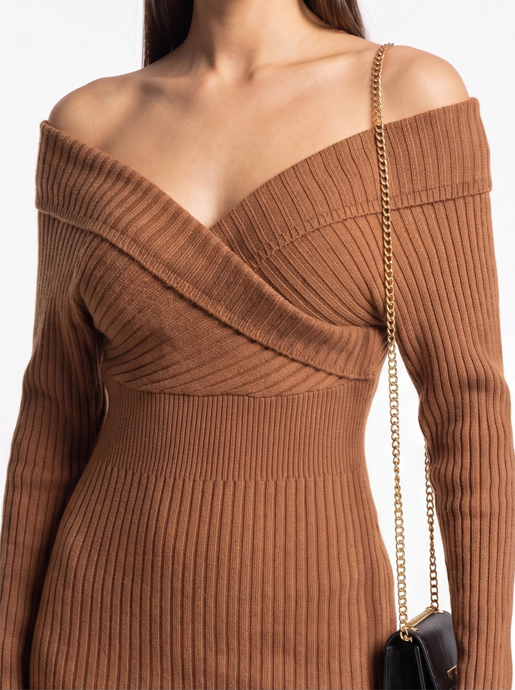 Elegant Slim Fit Bodycon Sweater Dress with Long Sleeves & Soft Knit - Jamota